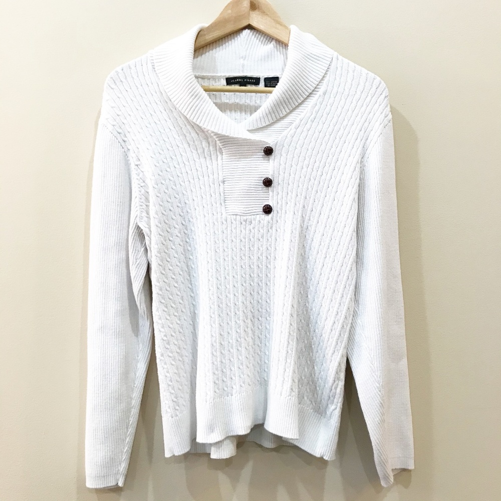 Jeanne Pierre 100% Cotton Cowl Neck Sweater